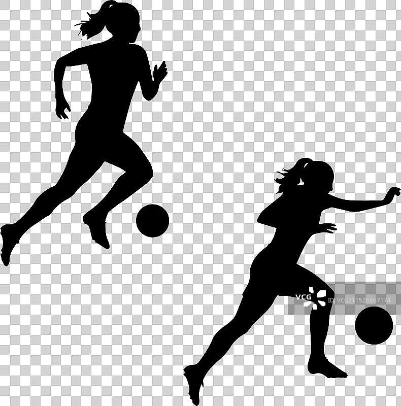 女子足球剪影 - 女足球员图片素材