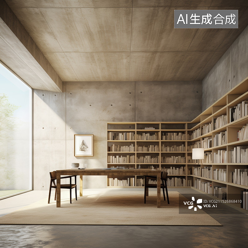 【AI数字艺术】现代风格的图书馆、书房图片素材