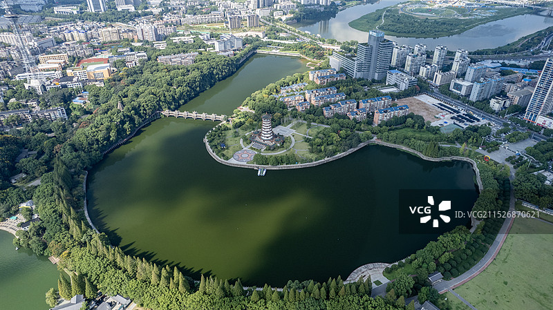 长沙烈士公园民俗村一隅航拍图片素材