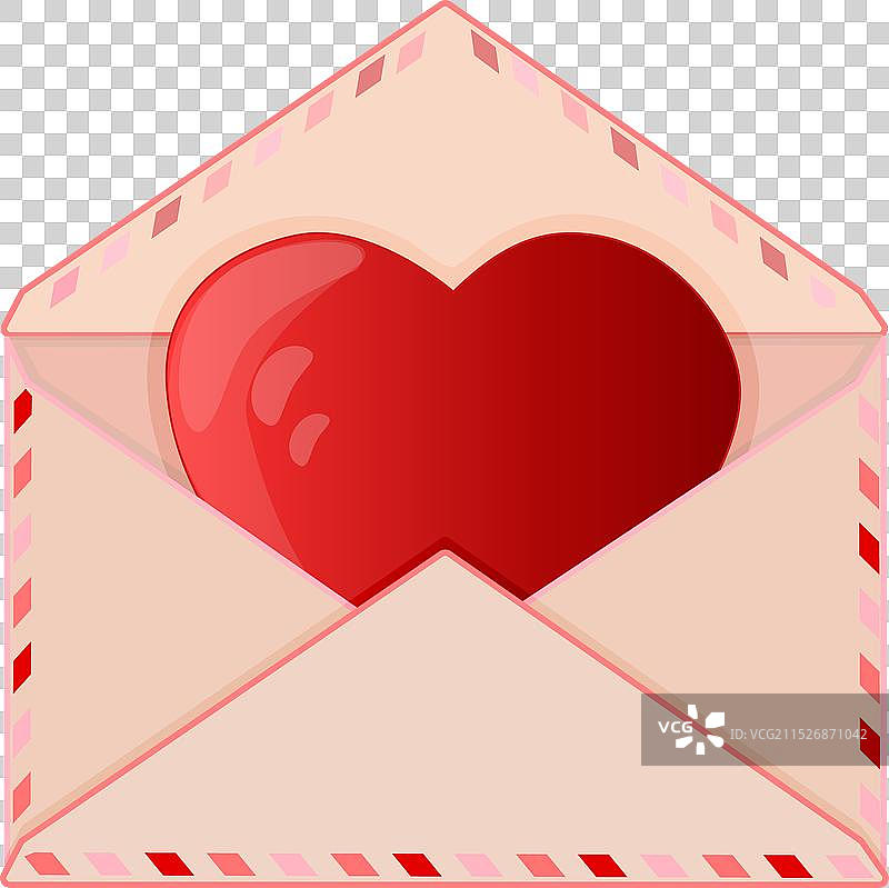 内有红色爱心的粉色信封图片素材