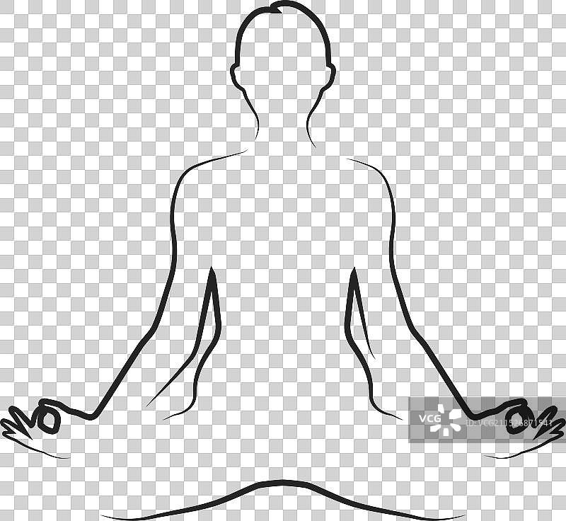 莲花坐莲花式瑜伽线性图标图片素材