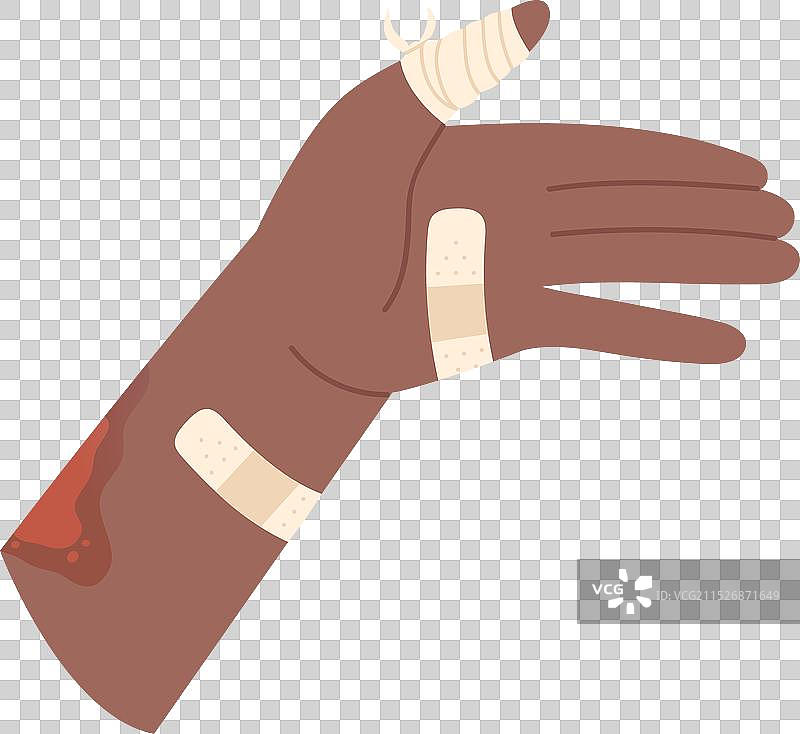 受伤的手和膏药图片素材