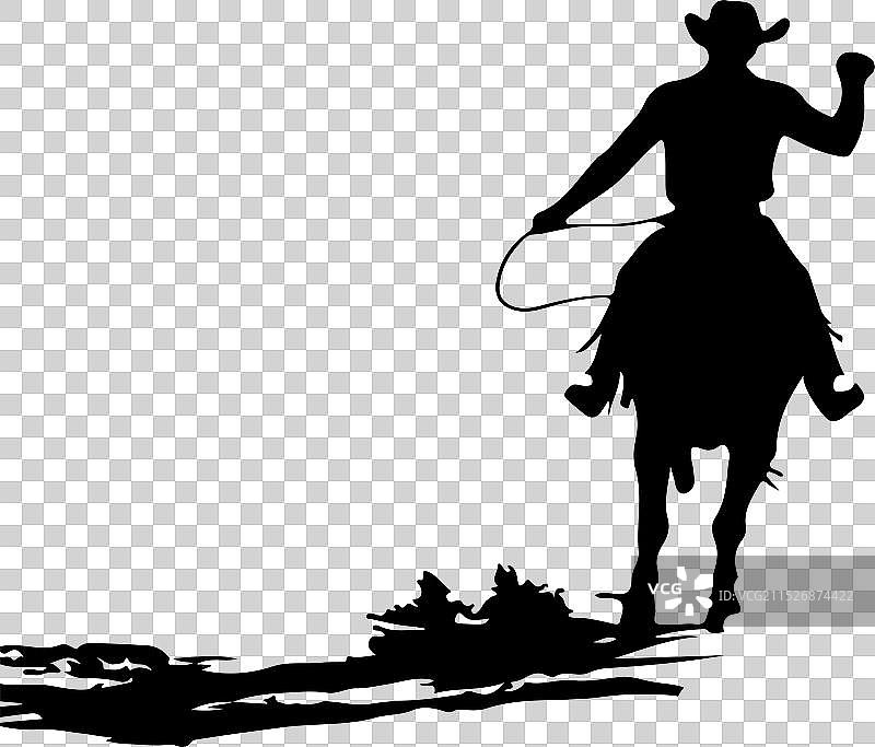 动感牛仔竞技剪影图片素材