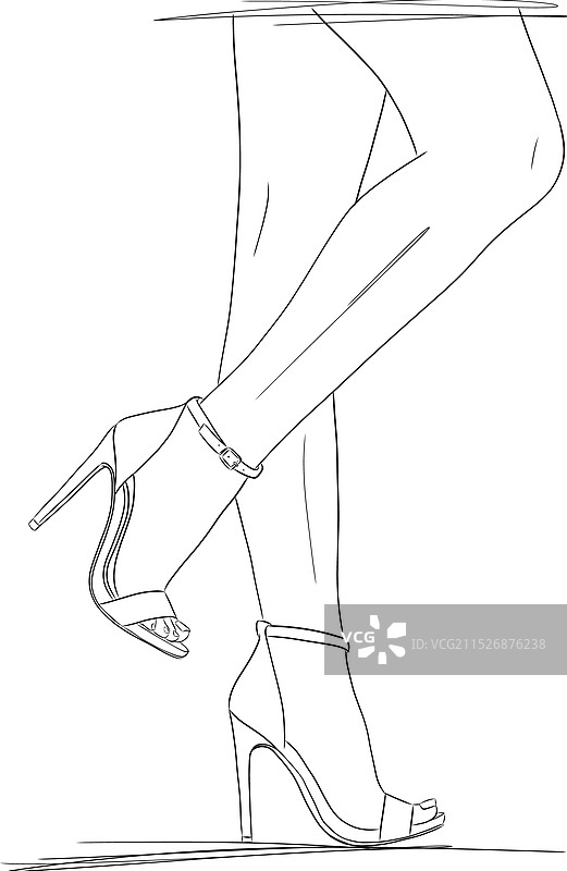 穿着高跟鞋的女性腿部速写图片素材