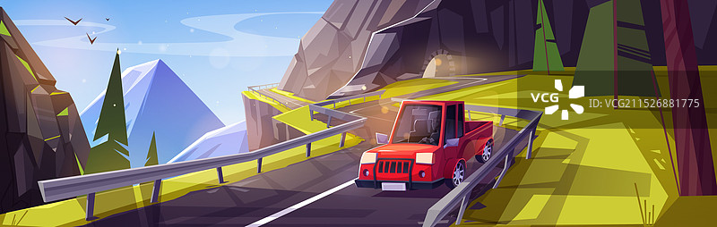 蜿蜒山路汽车驾驶图片素材