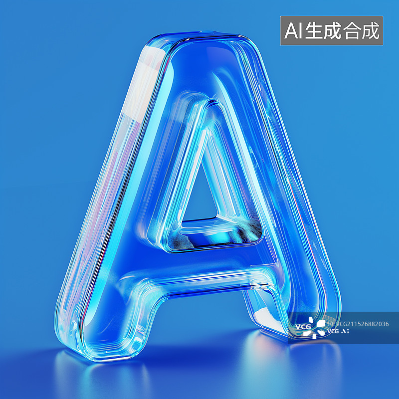 【AI数字艺术】3D立体水晶字母A图片素材