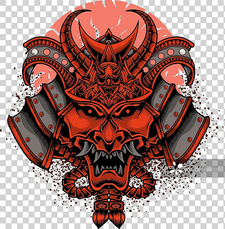 黑色背景上的武士头像图片素材