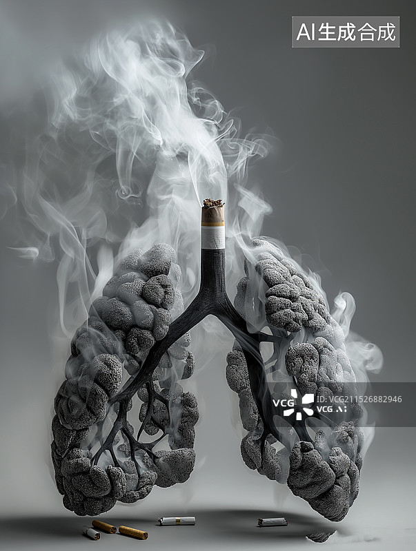 【AI数字艺术】戒烟主题，吸烟的肺图片素材