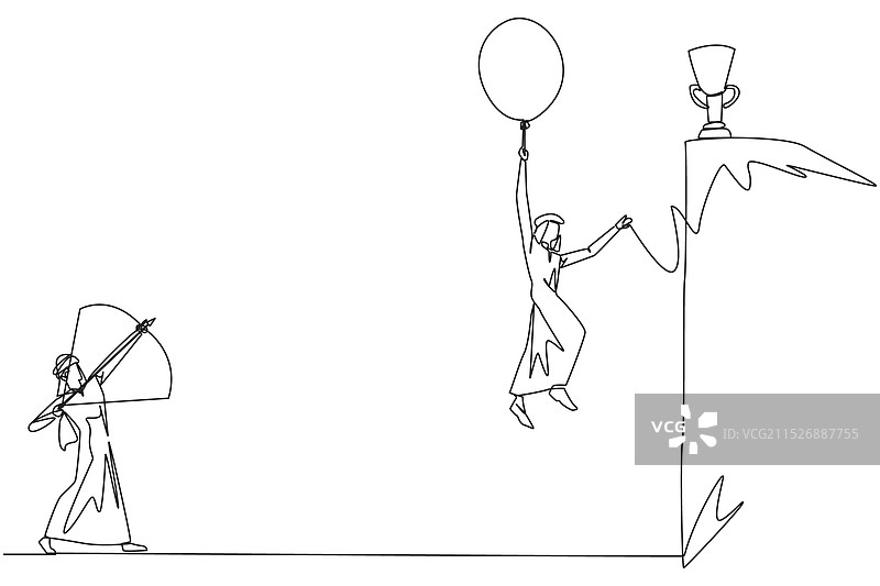 阿拉伯商人的单线连续画图片素材