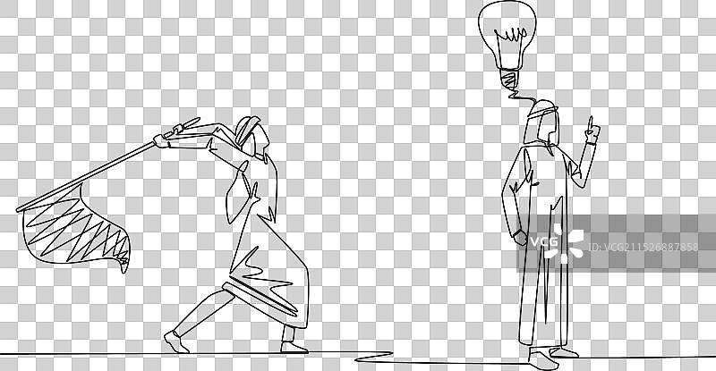 阿拉伯商人单线画图片素材