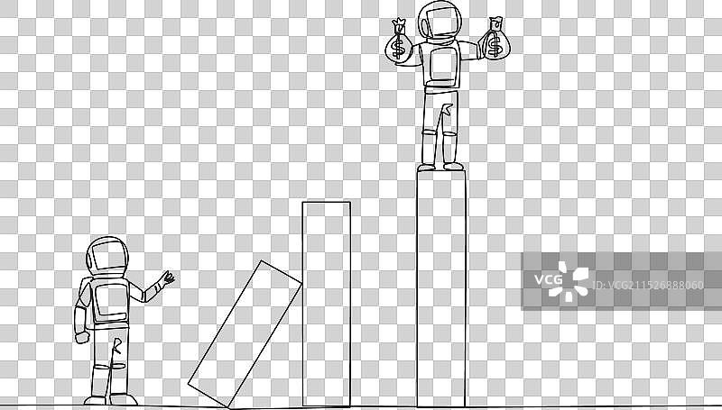 宇航员连续单线画图片素材