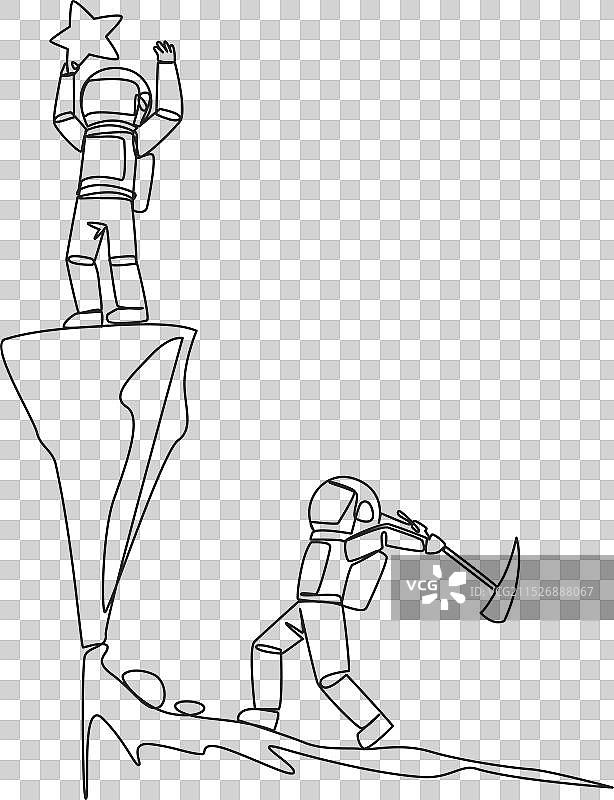 宇航员站在单线画上图片素材