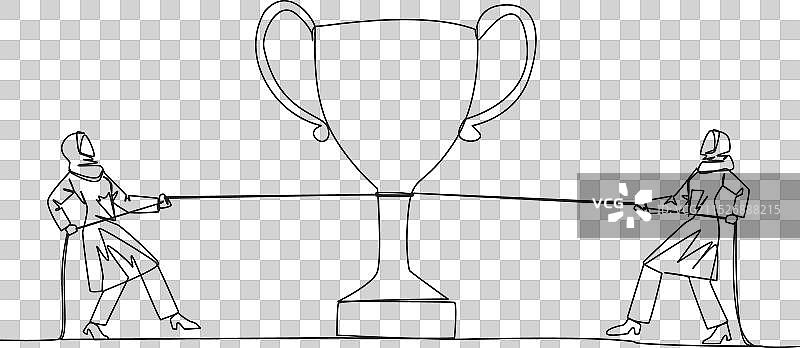 单线画：两位阿拉伯女商人图片素材