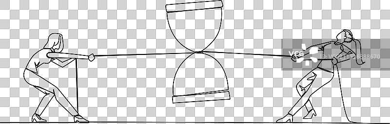 单线画两位女商人图片素材