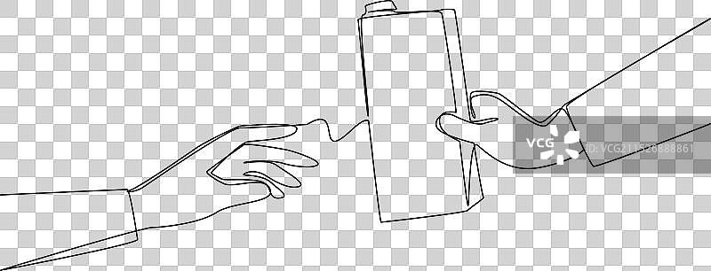 手递四面体包装单线绘画图片素材