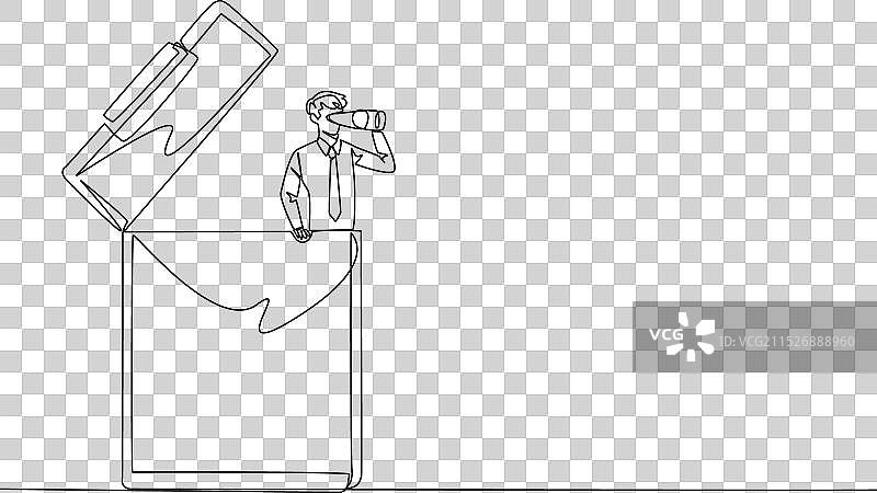 出现的商人单线连续画图片素材