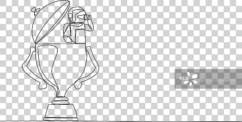 宇航员出现单线绘画图片素材