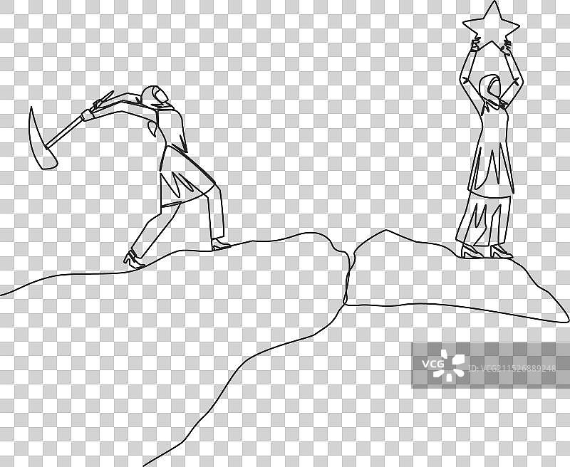 阿拉伯女商人单线画图片素材