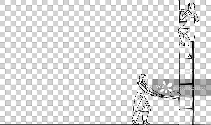 阿拉伯女商人单线连续绘图图片素材