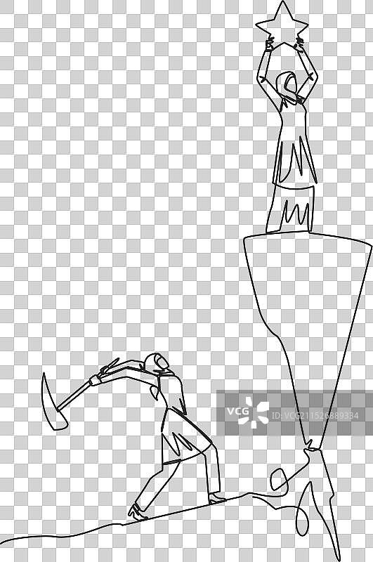 阿拉伯女商人单线画图片素材