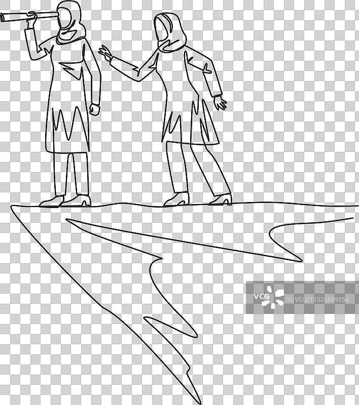 一笔画阿拉伯女商人图片素材