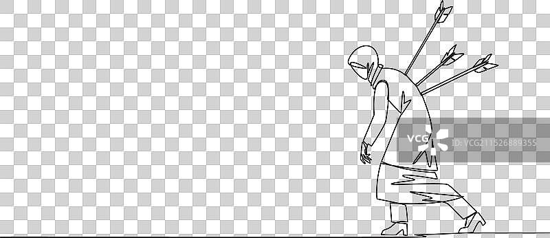 阿拉伯女商人单线连续绘图图片素材