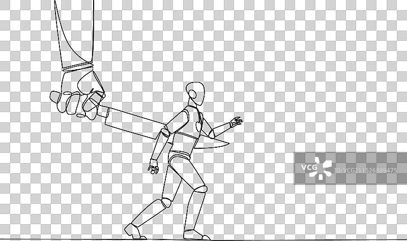 机器人被刺单线画图片素材