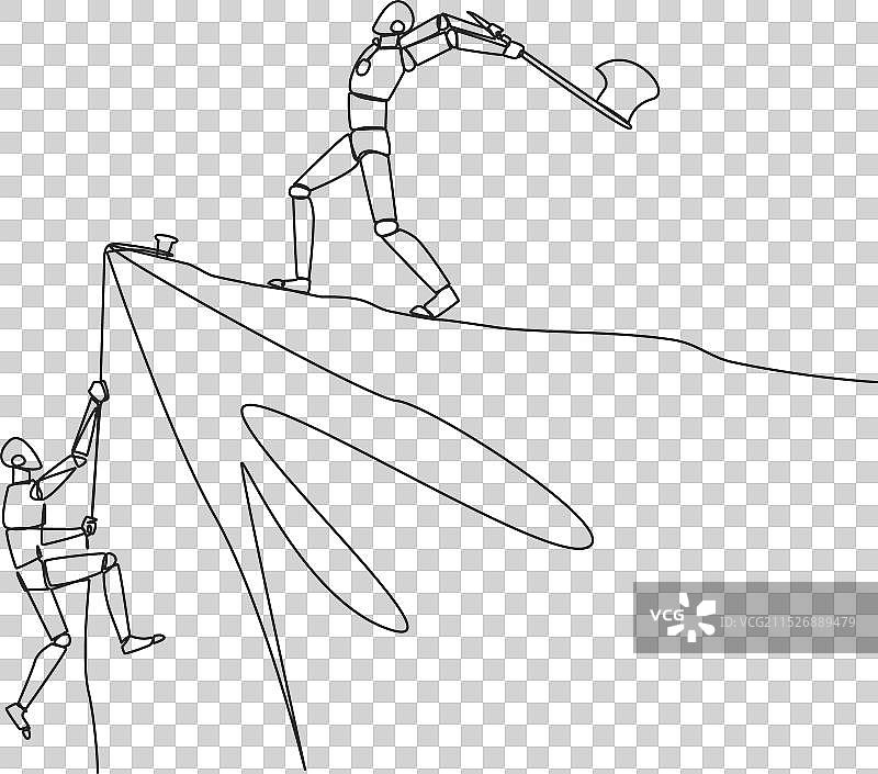 智能机器人攀爬连续单线绘画图片素材