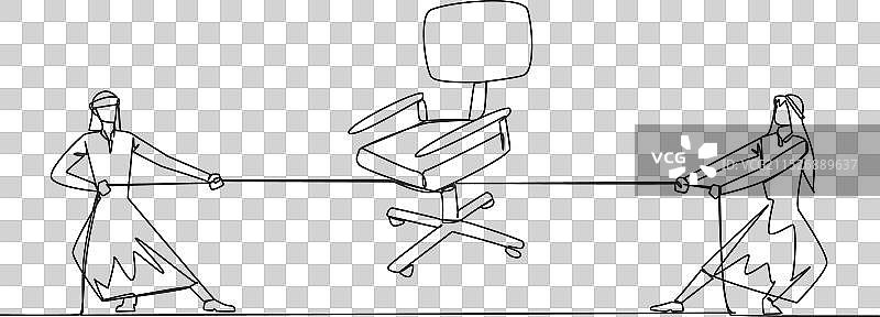 两个阿拉伯人连续单线画图片素材