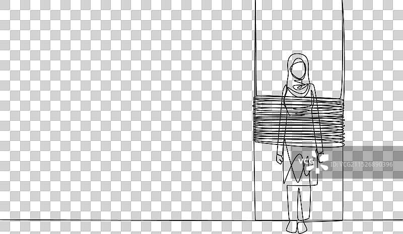 阿拉伯女商人单线画图片素材