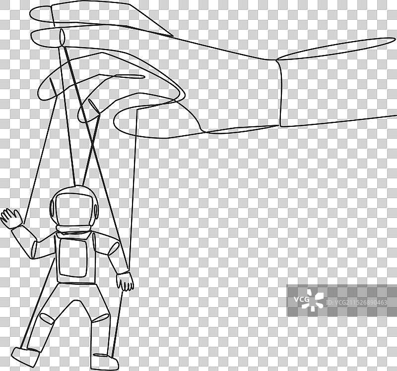 宇航员行走单线连续绘画图片素材