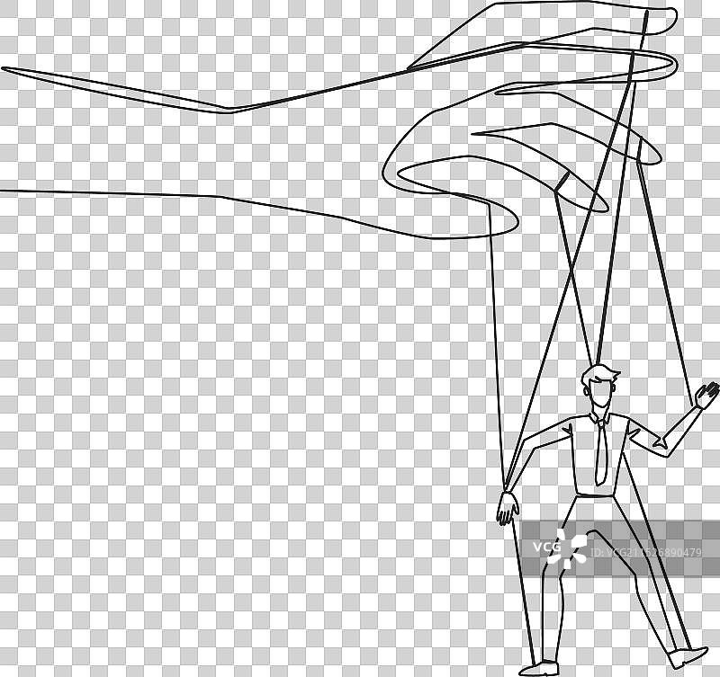 商人行走连续单线画图片素材