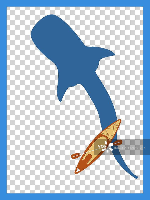 鲸鲨海报上的独木舟图片素材