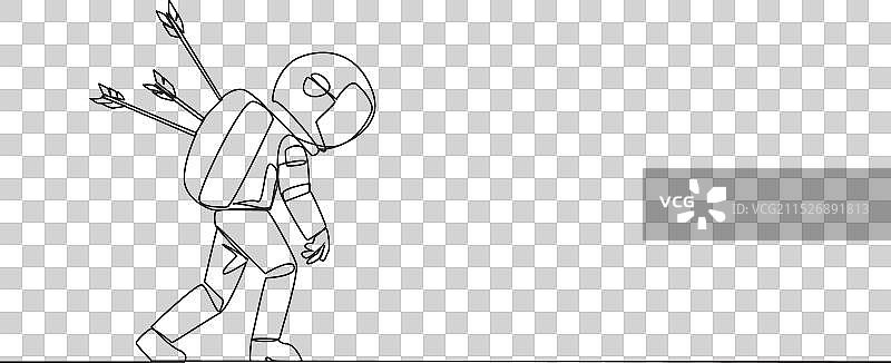 宇航员单线画图片素材