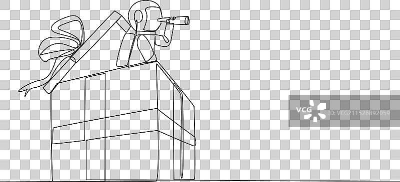 连续单线绘制宇航员图片素材