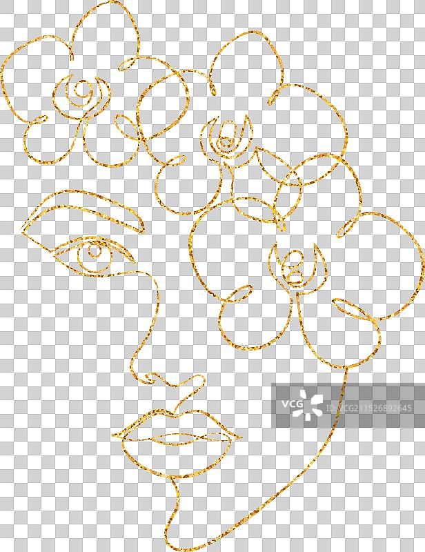 极简线条艺术风格的女人脸部图片素材