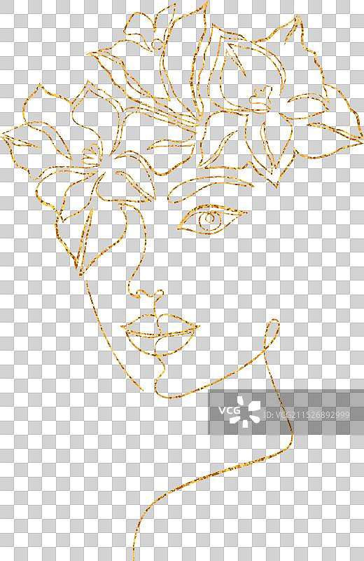 极简线条艺术风格的女人脸部图片素材