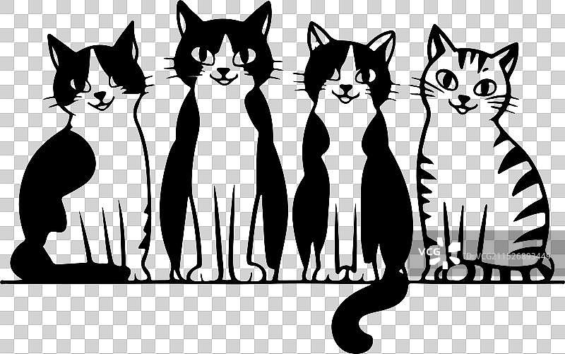 可爱的四只猫图片素材