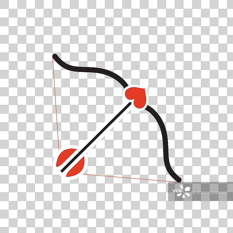 丘比特弓箭爱心图标简约设计线条图片素材