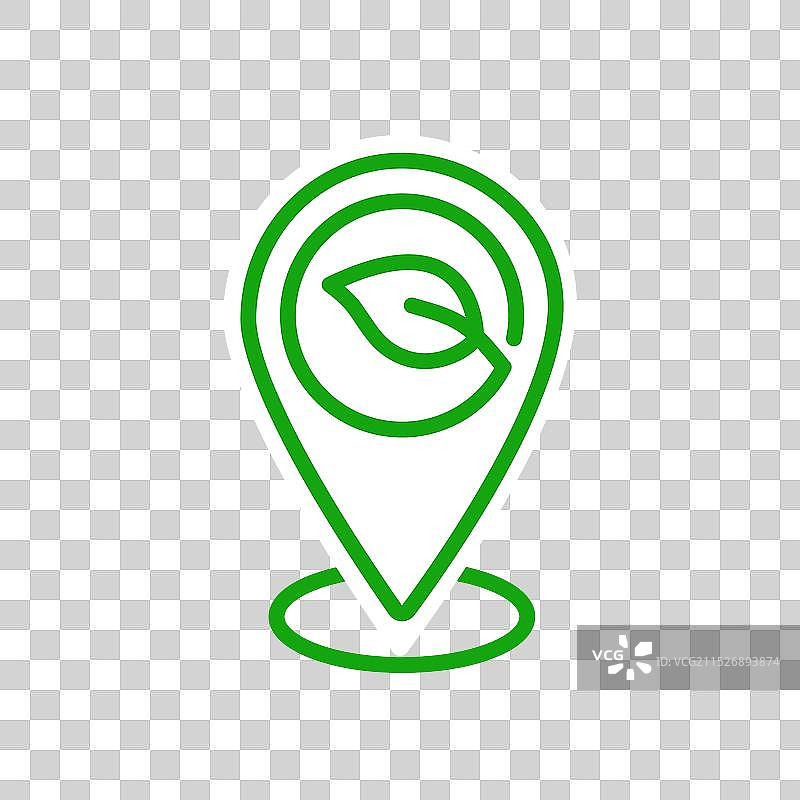 带有叶子绿色区域标志概念的图钉位置图片素材