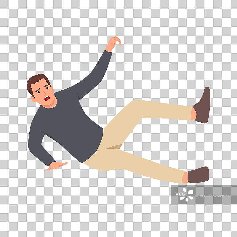 男子因疏忽在湿滑地板上摔倒图片素材