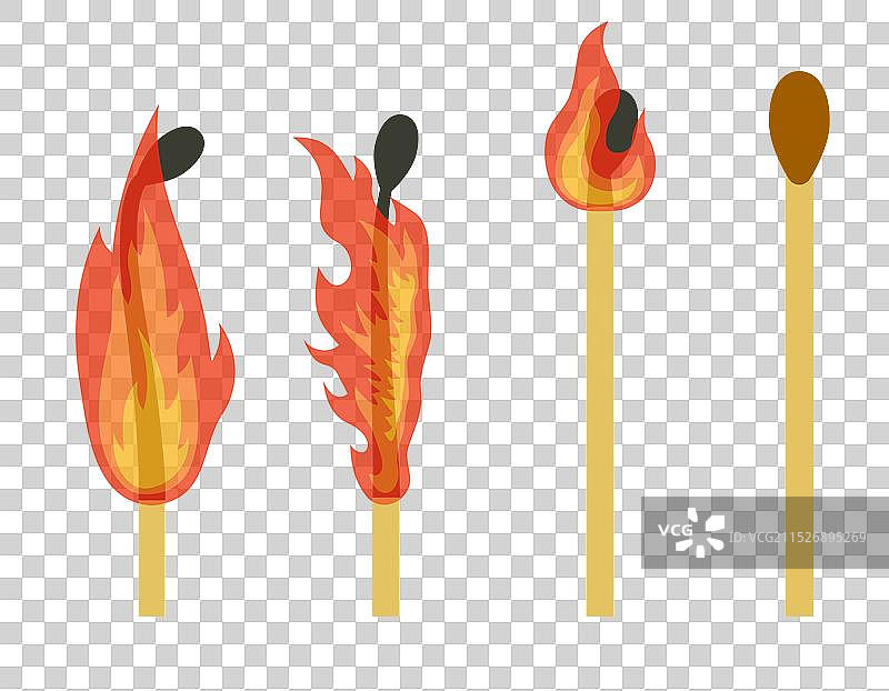燃烧的火柴动画燃烧阶段图片素材
