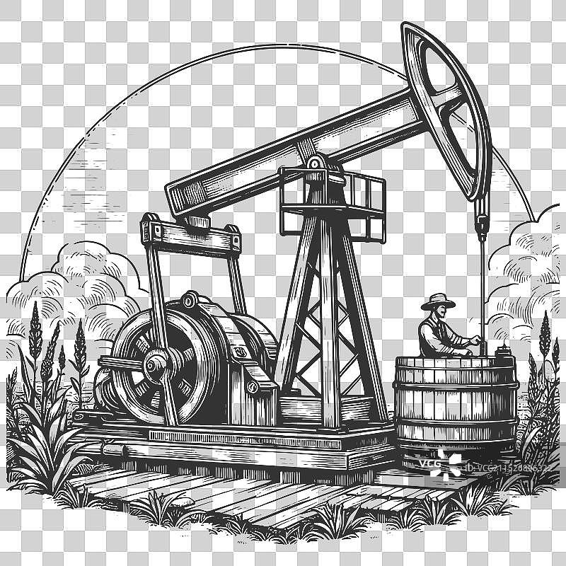 复古抽油机工业雕刻图片素材