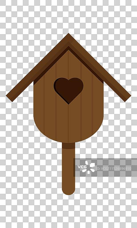 带心形入口的木制鸟舍图片素材