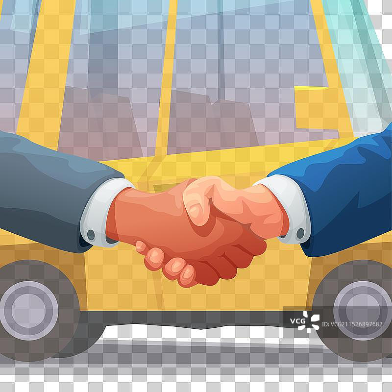 汽车背景下的交易员握手图片素材