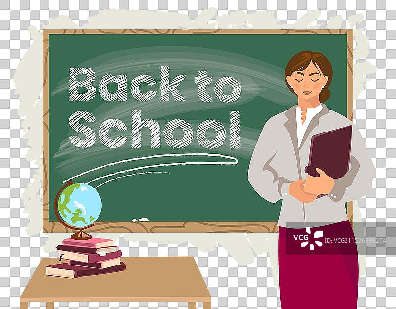 站在黑板前的女教师图片素材