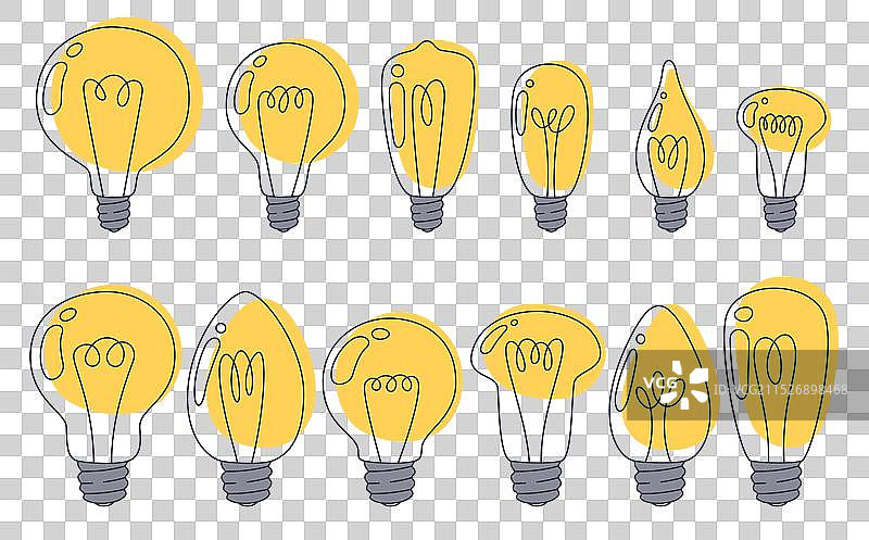 不同类型的灯泡照明合集图片素材