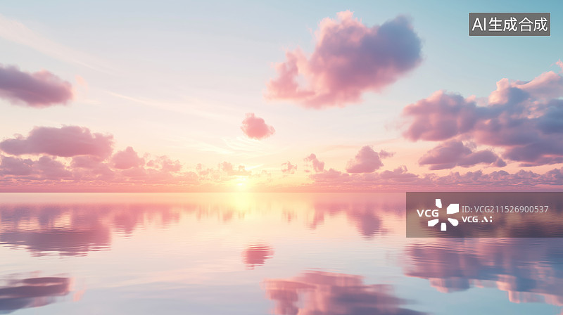 【AI数字艺术】大海日出 平静的海面图片素材
