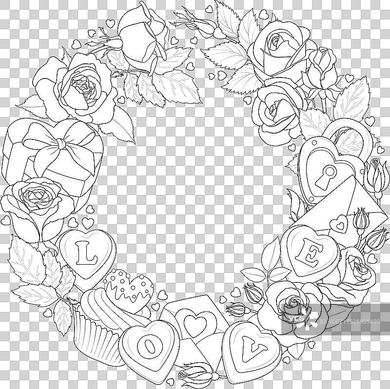 玫瑰情人节花环图片素材