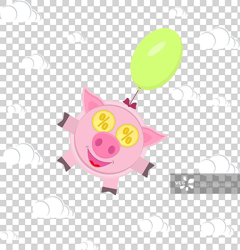 气球飞猪图片素材